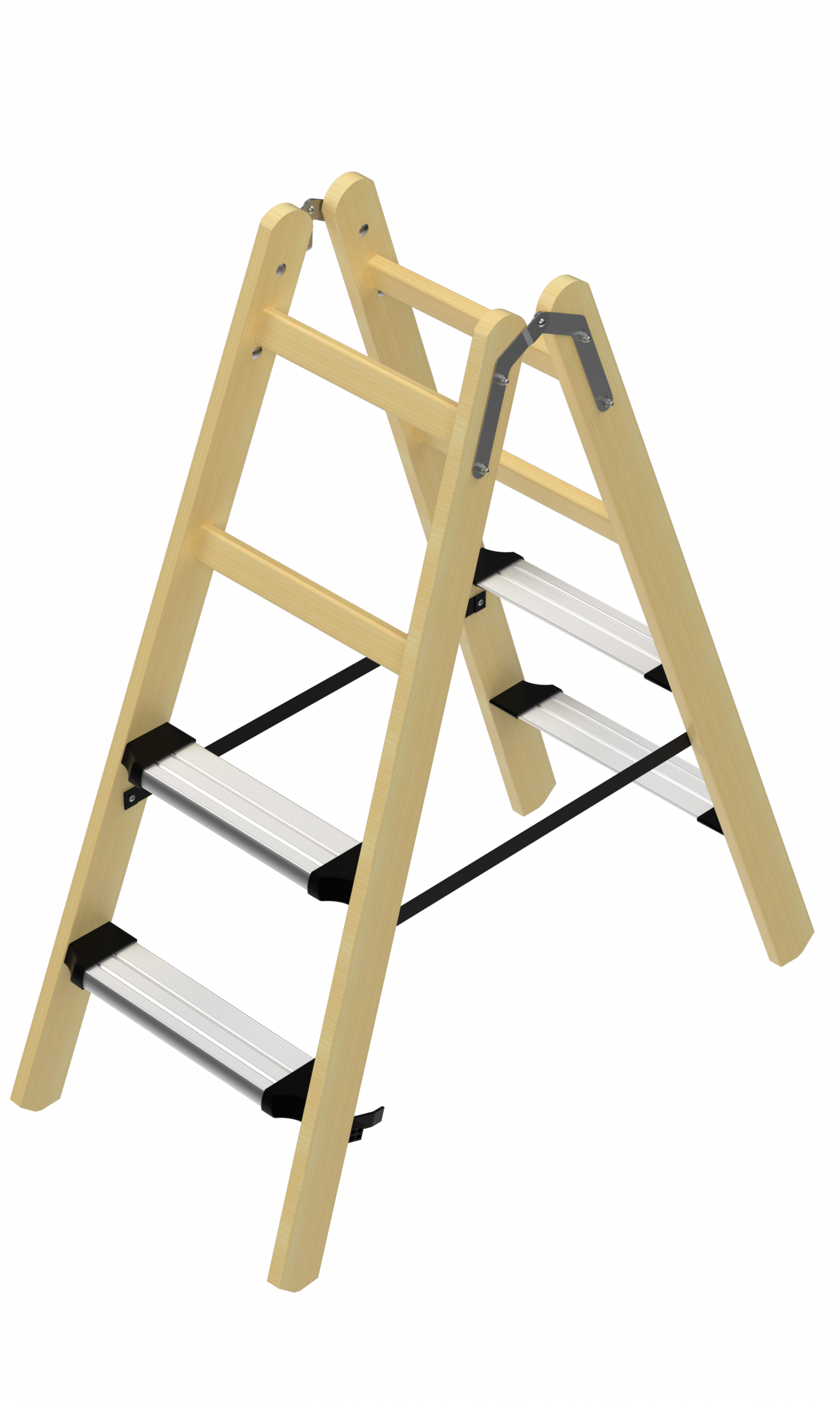 Holz-Alu-Stufenstehleiter